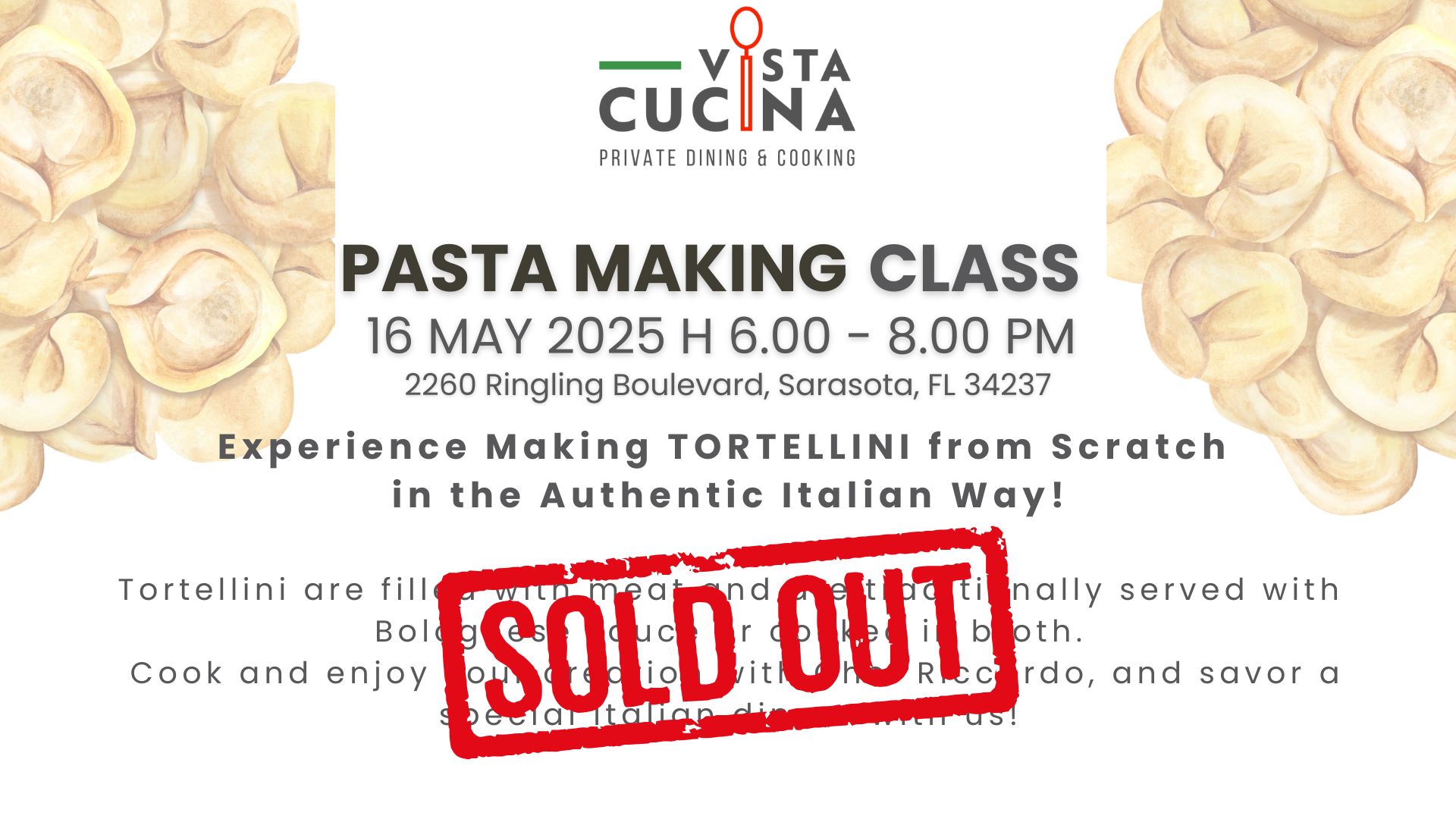 MAKING TORTELLINI: Pasta Class in Downtown Sarasota!